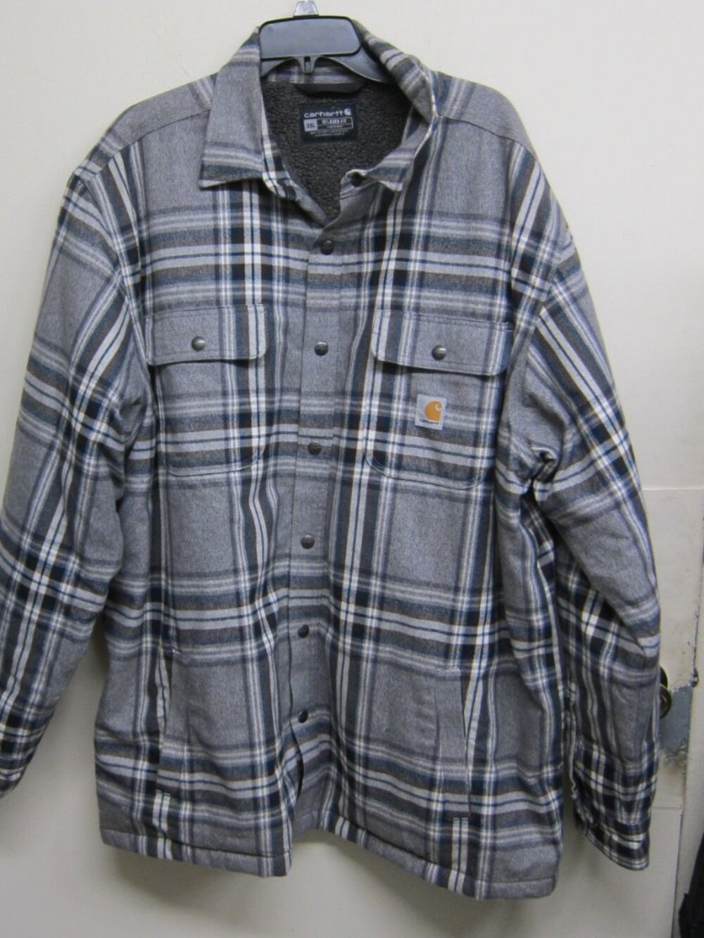 Carhartt TJ4452-M Men's XXL Black/Grey/White Cotton/Polyester Full Snap Jacket